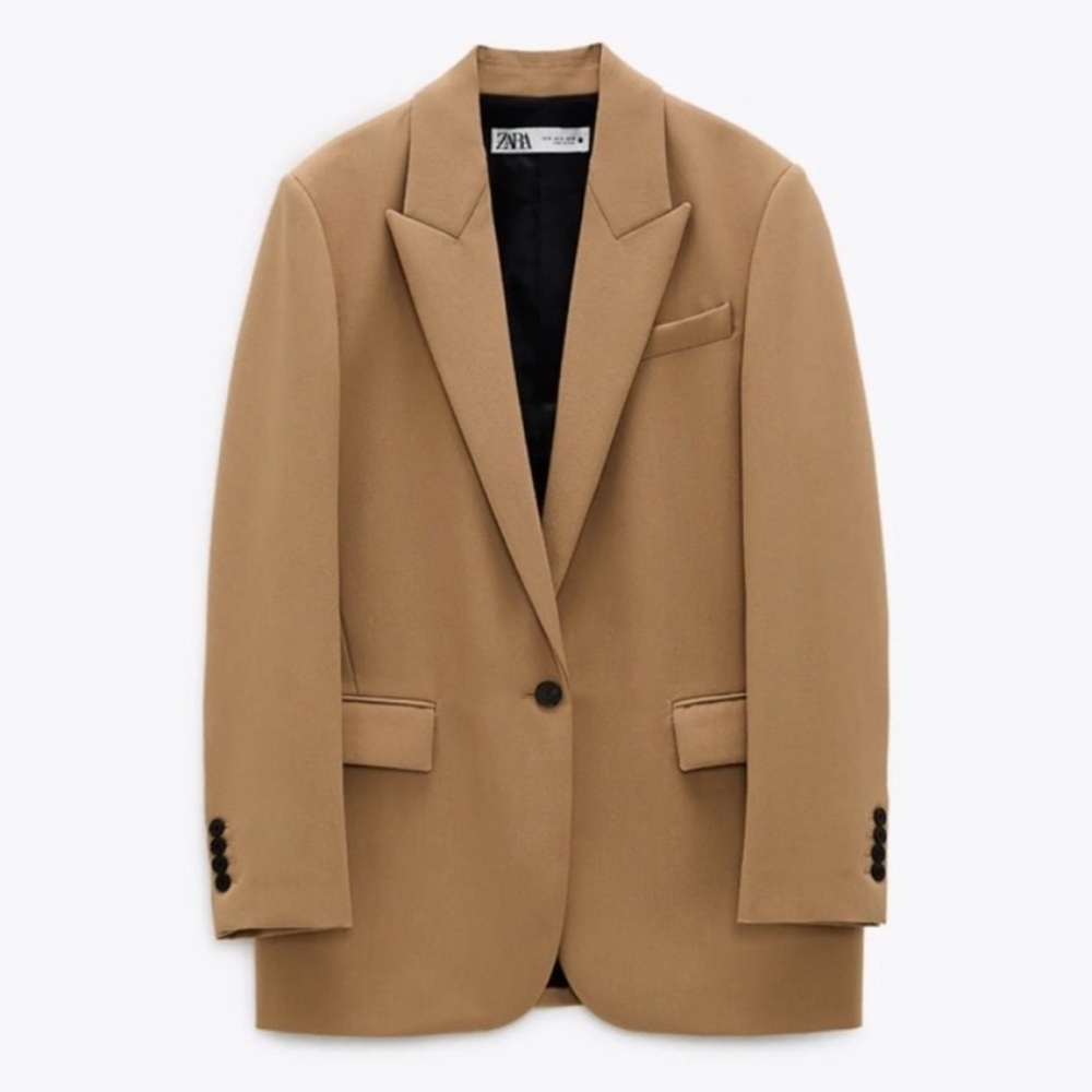 NWOT Zara Classic Camel/Tan Single Breasted Blazer Size XS
